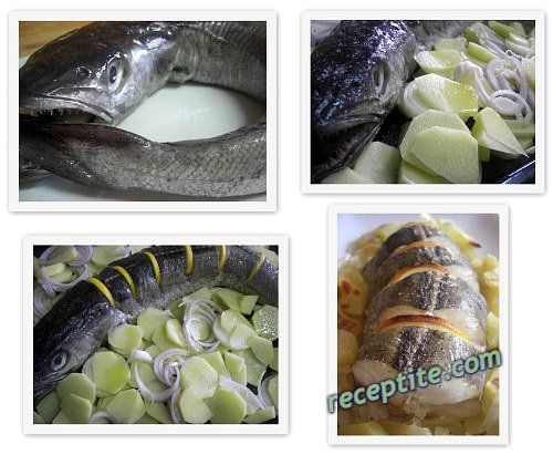 Снимки към Мерлуза с картофи на фурна