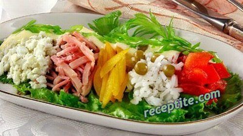 Снимки към Шарена салата с ориз и шунка