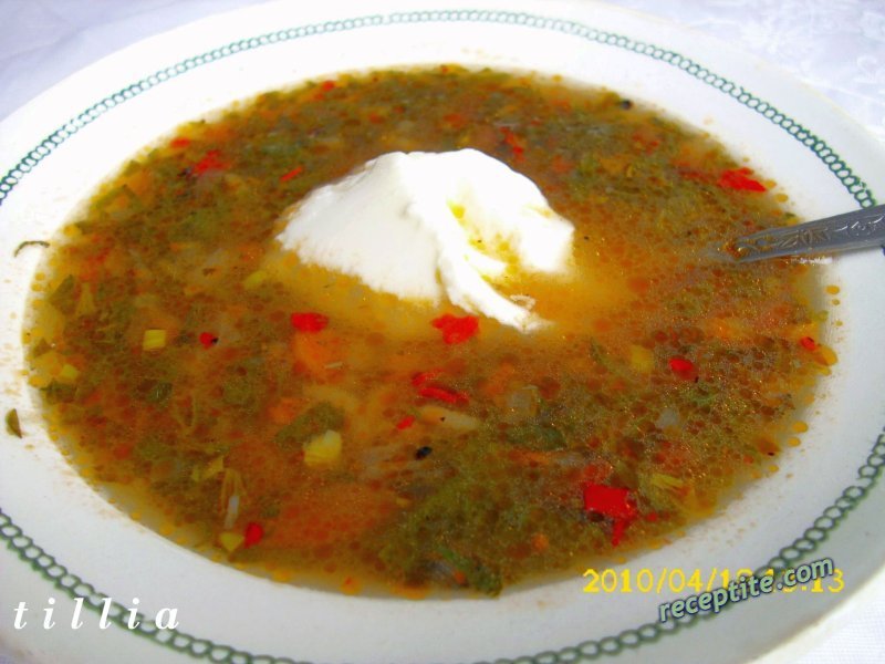 Снимки към Супа от зелениши с препечена суха червена чушка