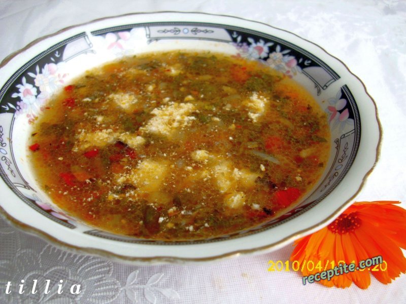 Снимки към Супа от зелениши с препечена суха червена чушка