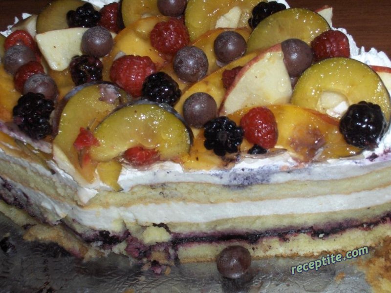Снимки към Плодова торта със сладко и ром