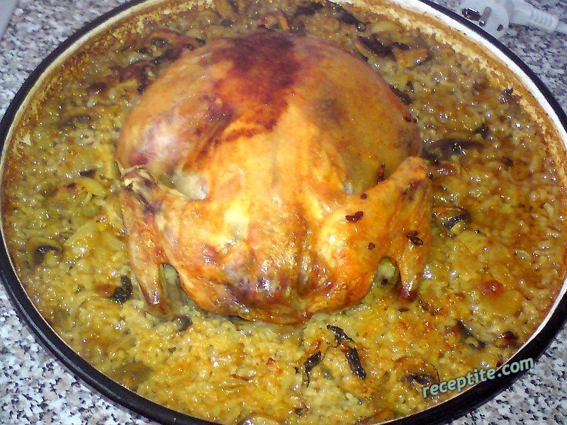 Снимки към Пълнено пиле с гъби и ориз