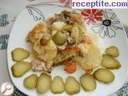 Картофи с пилешко, гъби и сметана