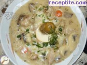 снимка 4 към рецепта Пиле с гъби и бял борш