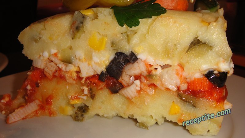 Снимки към Картофена торта с ролца от раци