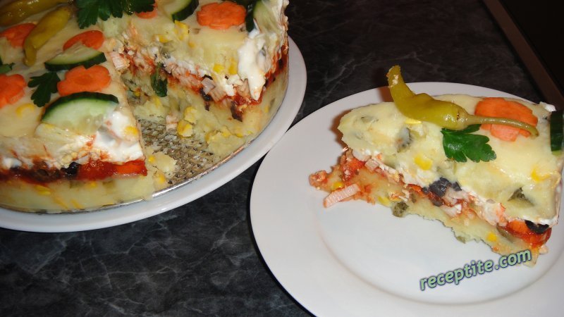 Снимки към Картофена торта с ролца от раци