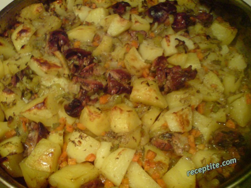 Снимки към Пилешки дробчета с картофи на фурна