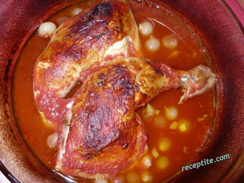 Снимки към Печено пиле с доматен сос