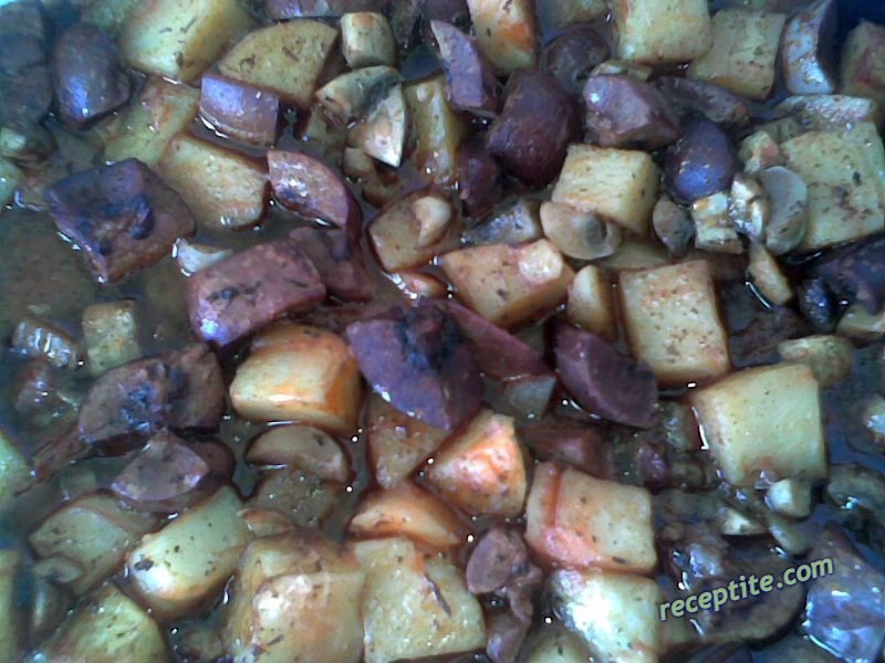 Снимки към Картофи със свински бъбреци и гъби на фурна