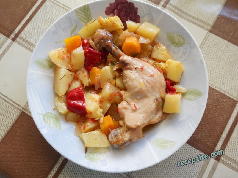 Снимки към Яхния с пиле по гръцки