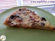 Пица със сметана, шунка и гъби