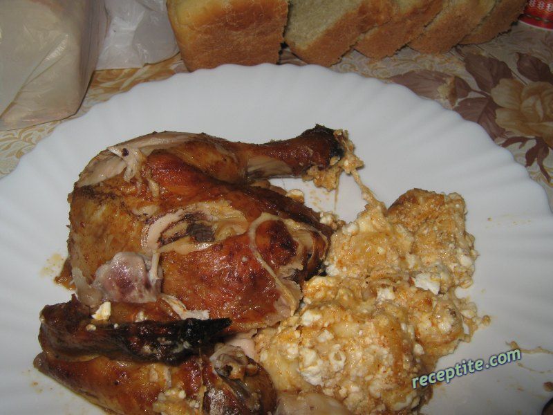 Снимки към Печено пиле с плънка от кашкавал