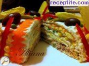 снимка 2 към рецепта Солена палачинкова торта с риба тон