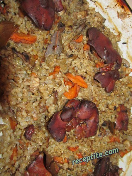 Снимки към Пилешки дробчета с кафяв ориз и гъби