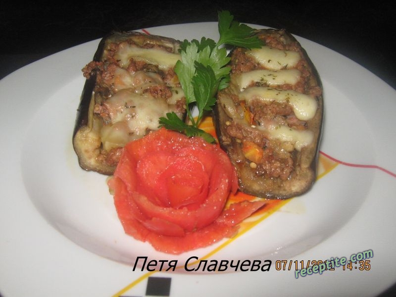 Снимки към Патладжан с кайма и кашкавал