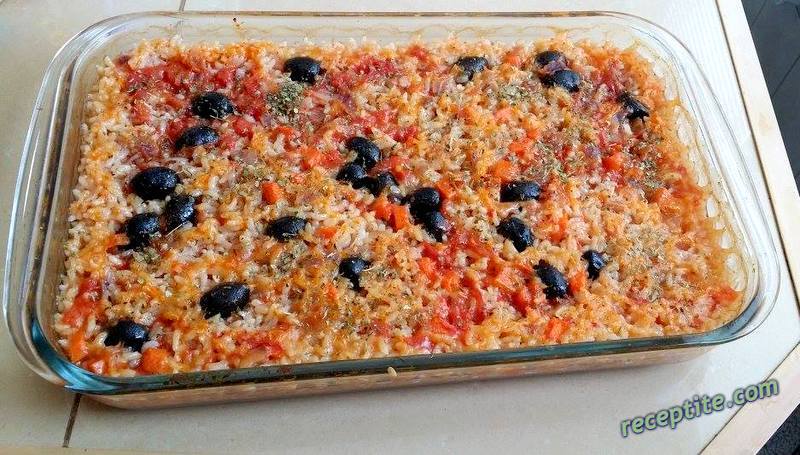 Снимки към Ориз с домати и маслини на фурна