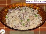 Ориз с яйце и два вида лук