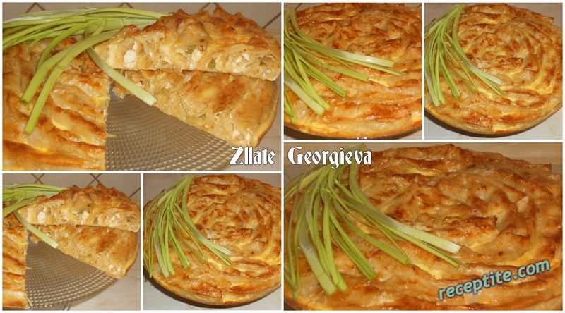 Снимки към Баница с готови кори и праз лук