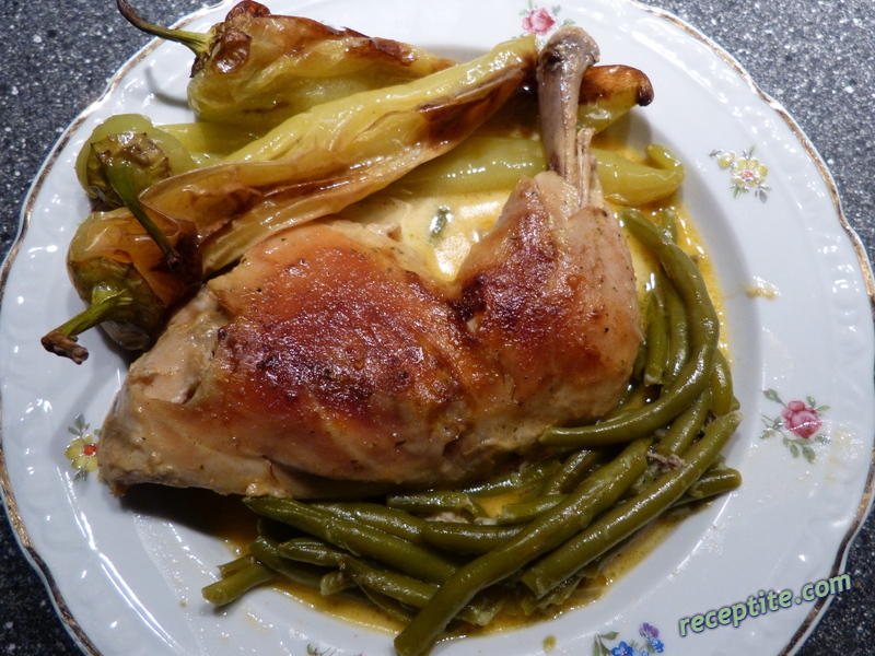 Снимки към Пилешки бутчета със зелен фасул и сметана