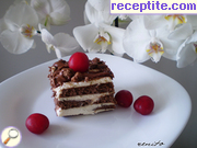 снимка 6 към рецепта Бишкотен сладкиш с извара и течен шоколад