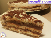 снимка 14 към рецепта Бишкотен сладкиш с извара и течен шоколад