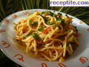 снимка 3 към рецепта Спагети с шунка и кашкавал