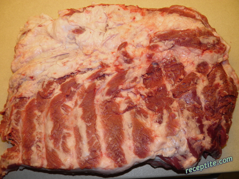 Снимки към Сушена осмянка (pancetta, сланинка от корема)