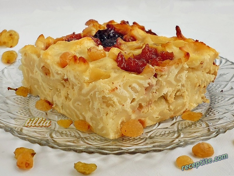 Снимки към Макарони на фурна с извара, стафиди и конфитюр