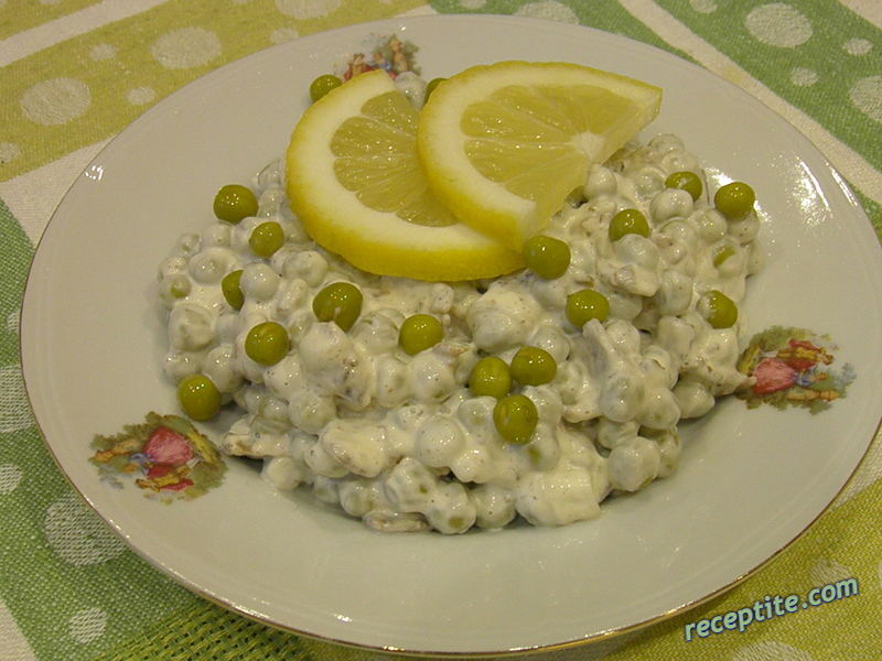 Снимки към Салата с грах, майонеза и панчета (Pancetta)