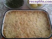 снимка 1 към рецепта Картофи огретен с лук, гъби и шунка