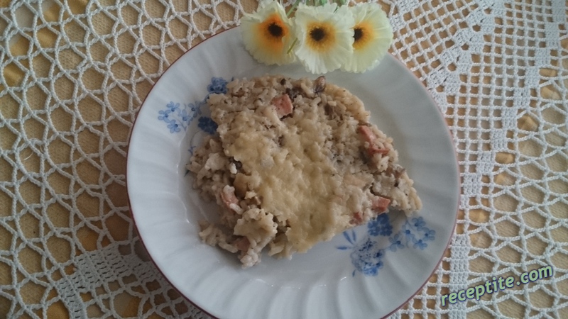 Снимки към Ориз с гъби, македонска наденица и сметана