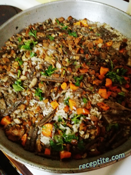 Снимки към Ориз с гъби асорти и телешки бульон