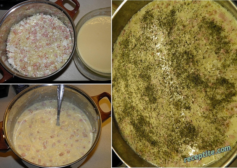 Снимки към Баница с луканка, кашкавал и сирене