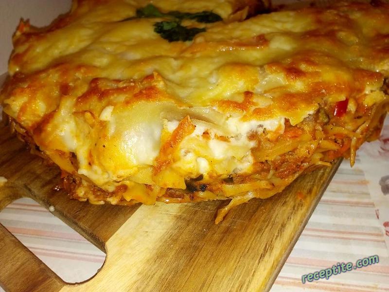 Снимки към Лазаня с гъби и маслини във форма за торта