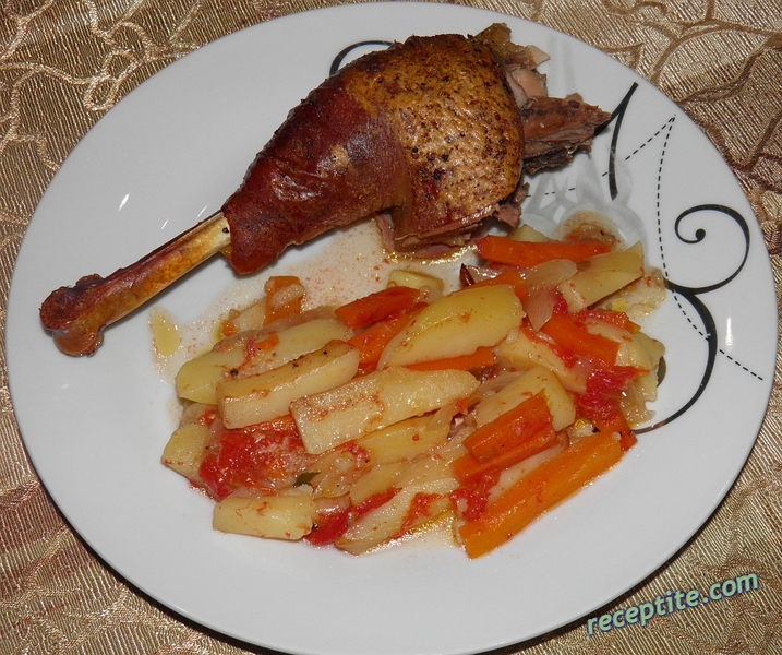 Снимки към Печено пиле със зеленчуци - II вид