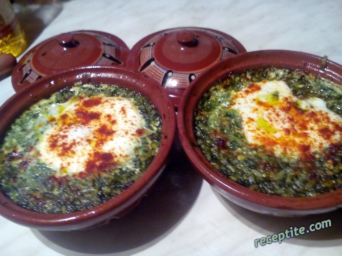 Снимки към Спанак с ориз в гювечета