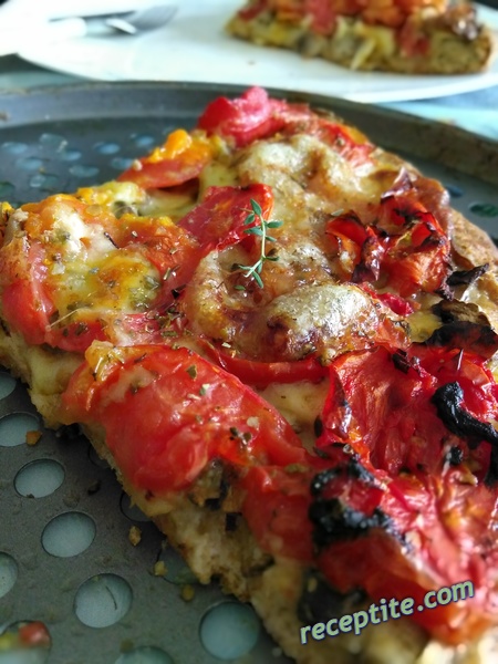 Снимки към Пица (тарт) с пълнозърнесто брашно, гъби и домати