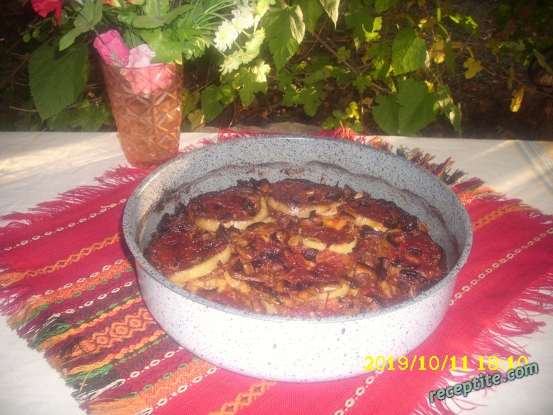 Снимки към Мусака с патладжани и кайма за принцеси