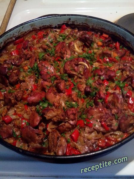 Снимки към Пилешки дробчета по селски
