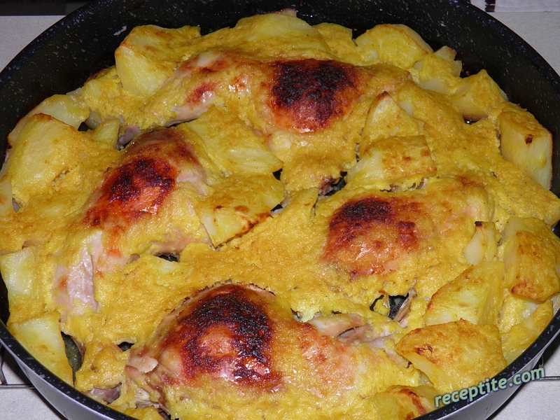 Снимки към Печено пиле с картофи и горчица