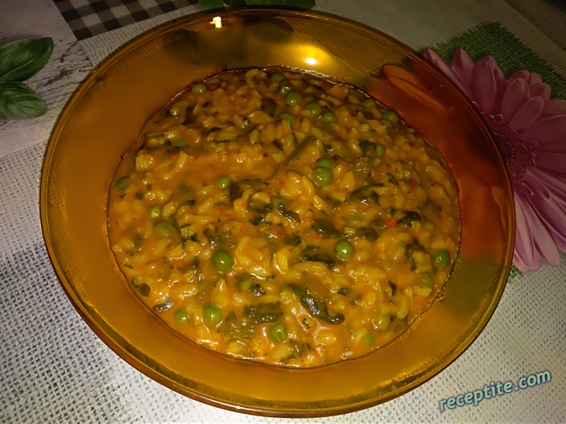 Снимки към Ориз със спанак и грах