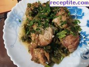 Пилешки късчета с броколи, спанак и зелен боб