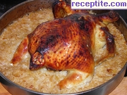 снимка 3 към рецепта Пълнено пиле с ориз и гъби