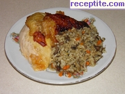 снимка 4 към рецепта Пълнено пиле с ориз и гъби