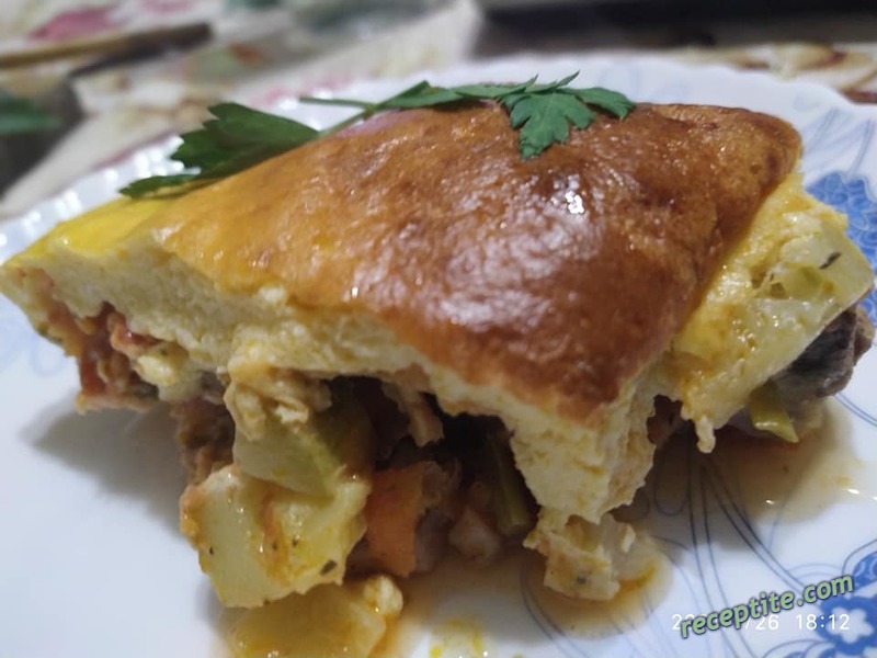 Снимки към Киш с пиле и зеленчуци