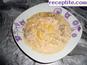 снимка 12 към рецепта Пиле с топено сирене и гъби
