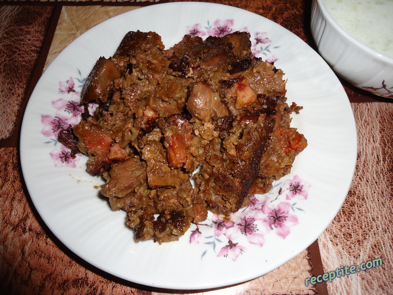 Снимки към Пилешки дробчета с лук
